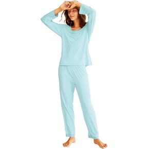 Latuza Women's Scoop Neck Sleepwear Long Sleeves Pajama Set
