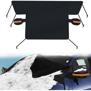 Windshield Cover for Ice and Snow, 600D Oxford Fabric Windshield Snow Cover with Side Mirror Cover, Car Windshield Snow Cover for Any Weather, Fits Most Cars, Vans, SUVs