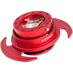 NRG Innovations NRG-SRK-650RD GEN 3.0 Race Steering Wheel Quick Release Hub Adapter 6-Hole Desgin & 6x70 and 6x74mm Bolt Patterns Red Metal Body/Red Ring With Handles