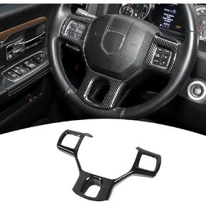 for RAM Carbon Fiber Steering Wheel Panel Trim for Dodge RAM 2010-2017 Black Carbon Fiber Grain Interior Accessories