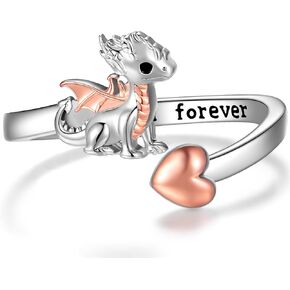 Dragon Ring for Women 925 Sterling Silver Adjustable Dragon Open Rings Dragon Jewelry Gifts for Women