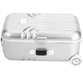 Baby Suitcase Toy Cute Plastic Rolling Suitcase Mini Luggage Box (Silver)