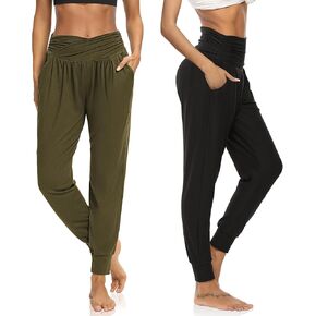 DIBAOLONG 2 Pack Womens Yoga Sweatpants Loose Joggers Pants Comfy Lounge Pants with Pockets