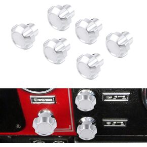 Bevinsee 6pcs Dash Knob Kit Compatible with Jeep CJ5 CJ7 CJ8 1976 1977 1978 1979 1980 1981 1982 1983 1984 1985 1986 CJ Accessories Parts Aluminum Silver