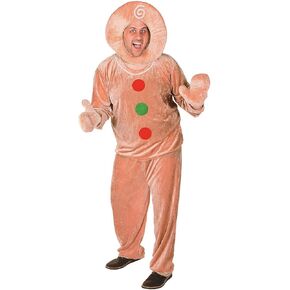 Fun Express - Adult Velour Gingerbread Costume (5pc) for Christmas - Apparel Accessories - Costumes - Adult - Mens Costumes - Christmas - 5 Pieces