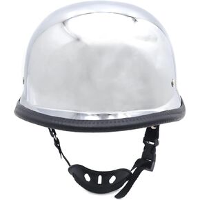 HTTMT- (L Size) Silver DOT Motorcycle German Half Face Helmet Biker Street Chopper Cruise [P/N: MT506-003-L-CD]