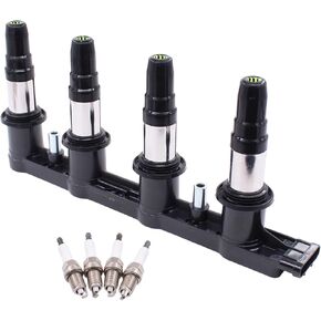 MOTOKU Ignition Coil and Spark Plug for Chevrolet Cruze Sonic Trax Aveo Pontiac G3 1.6 1.8