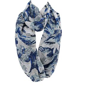 Etwoa The Great Wave off Kanagawa Infinity scarf Katsushika Hokusai Circle scarf Loop Scarf