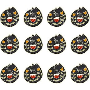 Black Cat and Flower Enamel Pin Brooch Cute Hard Enamel Lapel Pin Cartoon Badge for Children's Day Gift Clothes Backpacks Badges Hats Bags