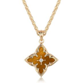 LOYATA Gold Clover Necklace for Women 14K Gold Plated Cubic Zirconia Four Leaf Clover Necklace Lucky Charm Dainty Simple Gold Pendant Necklace for Women Jewelry