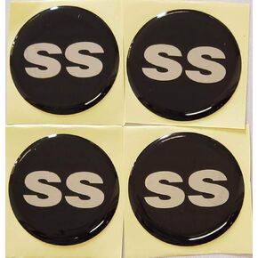 4PCS SS Wheel Center Cap Hub Cap Decal Emblem Sticker, 44mm/1.7'' for Camaro Black/White OSS44-BS