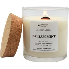 PERIPETI Home Balsam Mint Scented Candle, Classic Wick – 8.5oz Natural Soy Wax for Energizing Aromatherapy, Long-Lasting Burn with a Cozy Holiday Scent in Saudi Arabia