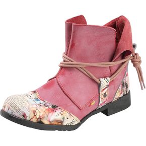 TMA EYES Women's Comfy Boots Round Toe Lace-up Non-slip Boots