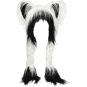 Handmade Fursuit Fur Cat Ears Headwear Plush Warm Hat Costume Party Head Accessories for Halloween