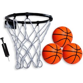 Home Decorative Mini Basketball Direct to Wall (NO Backboard Required) 9-inch Hoop with net. Bonus: 5 Mini Basketballs,Hand Pump and one Larger Ball for Passing Practice