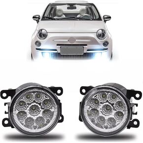 Fog Light Bulb 3.5 Inch For Fiat 500 2012-2018 Pair Front Fog Light Clear Lens Driving Lamps Left Right Side,6000k,Pack of 2