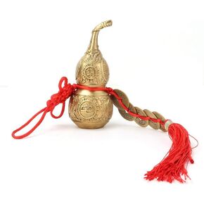 HEEPDD Brass Cucurbit,Chinese Good Luck Wu Lou for Wealth Peaceful Copper Statue Collectible Figure Gourd Home Decoration