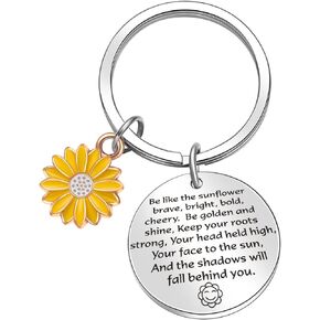 Sunflower Keychain Sunflower Lover Gift Ideas Christening Keychain Positive Jewelry