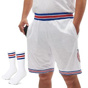 Mens Bugs Basketball Shorts 90s Halloween Bunny Space Movie Mesh Sports Squad Shorts for Adult White S-XXL