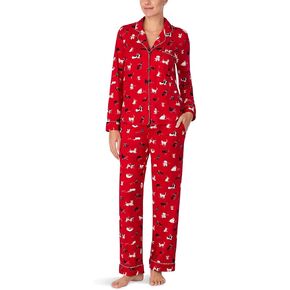 kate spade new york Women's Long Sleeve Cozy Jersey Notch Collar Pj Set