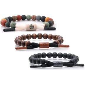 Rastaclat Original Beaded Karma Marbled, Truth & Karma Black Adjustable Bracelets for Men & Women of All Ages | 3 Pack (Medium/Large)