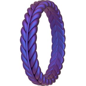 ThunderFit Silicone Wedding Rings for Women, Braided Pattern Engagement Bands 4.6mm Wide 2.2mm Thick - 1/8/9 Variety Multipack