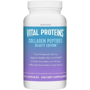 Vital Proteins Collagen Peptides Beauty Edition Capsules, 2.5g of Collagen Per Serving with Biotin and Vitamin C, 30 Servings