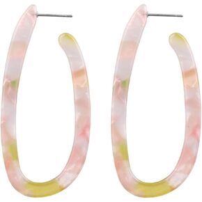coadipress Multi Color Mottled Tortoise Shell Acrylic Resin Basic Big Circlee Hoop Earrings Lightweight U-Shaped Hoop Earrings Boho Statement Earrings Fashion for Women Jewelry