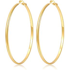 Senteria 925 Sterling Silver Hoop Earrings Lightweight Large Silver Hoops Earrings Hypoallergenic Thin Big Silver Hoop Earrings for Women 30/40/45/65/70mm Mother's Day Gift