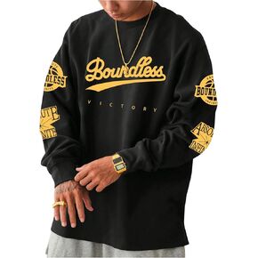 MakeMeChic Men's Graphic Tees Long Sleeve Oversized Crew Neck Y2k 90s Vintage Tee Shirts Streetwear