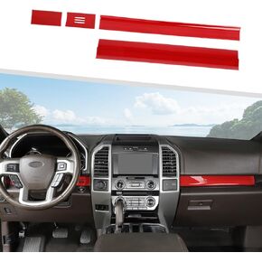 Jimen Compatible with Ford F150 2015-2020, 4PCS Center Console Panel Dash Cover Interior Trim Accessories (Black Wood Grain)