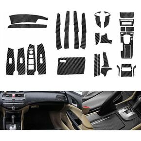 FZJDSD 29pcs Carbon Fiber Style Decor Interior Kit Cover Trim Center Console Door Window Control Panel Cover Molded Door Lock Switch Trim Compatible with Honda Accord 2008 2009 2010 2011 2012