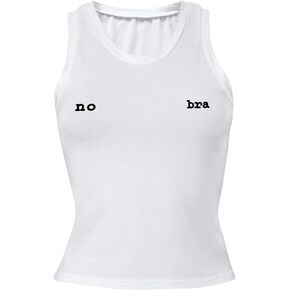 Women's Letter Print Sleeveless Tank Top Scoop Neck Slim Fit Summer Crop Tops