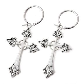 Sacina Gothic Cross Earring, Gothic Earrings, Goth Earrings, Halloween Christmas New Year Jewelry Gift for Women (Hoop Cross)