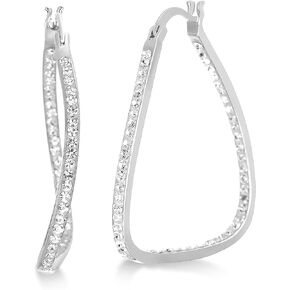 Wavy Oval 40mm Hoop Earrings for Women made with Faceted Crystals in Kuwait