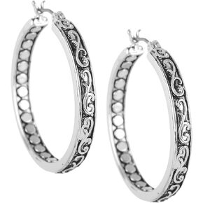 Napier Silver-Tone With Light Antique Hoop Earrings