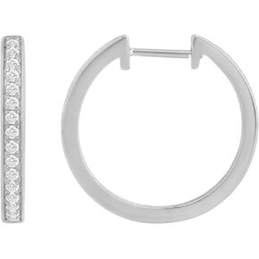 1/3 Ct Round Cut IGI Certified Lab Grown Diamond Huggie Hoop Earrings for Women, 14k White & Yellow Gold Over Silver (Clarity: VS, Color: FG)