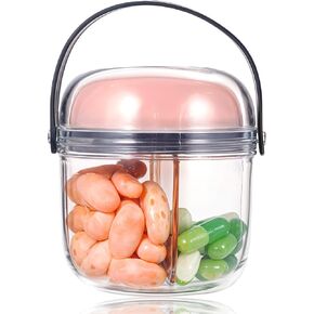 Pill Dispenser Bottle Portable Extra Large Pill Bottle Organizer with Large Compartments Anti-Mix Pill Organize Wide Opening Pill Box BPA-Free Pill Container Hold Monthly Vitamin Medication