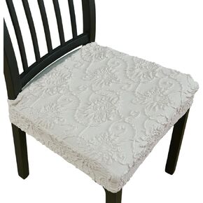 Stretch Jacquard Seat Covers for Dining Chairs - Elastic Woven Embossed Floral Fabric Slipcovers - Kitchen Removable Washable Chair Covers (Pink, 2 PCS)