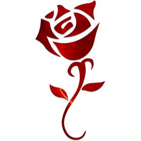 Rose Plant Silhouette Vinyl Decal Notebook Car Laptop 2.75" x 5.5" (Red Holographic)