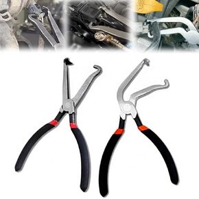 2Pcs Electrical Disconnect Pliers,Electrical Connector Pliers for Cars,Fuel Line Petrol Clip Pipe Pliers, Automotive Hose Disconnect Tools, for Push Tab Style Plugs (1*Red60°+1*Red straight)