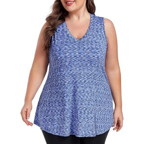 FOREYOND Women's Plus Size Workout Tank Tops Sleeveless V Neck Flowy T Shirt Loose Fit Yoga Summer Tops Athletic Activewear