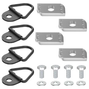 Steel V-Ring Bolt On Trailer Anchor Truck Bed Rail Mounting Kit, Tie Down Anchor Bolts Nuts Flat Washer Point Lashing Ring Compatibility for Trailers Trucks Warehouses - 4 Set 16 Pieces
