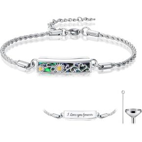 Urn Bracelet for Ashes for Women 925 Sterling Silver Cremation Jewelry Abalone Shell Memorial Keepsake Locket Bracelet for Women Men Human Pet Ashes