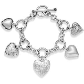 CLASSYZINT Chunky Bracelet with Puff Heart Charms Puff Heart Bracelet Link Chain Bracelet for Women