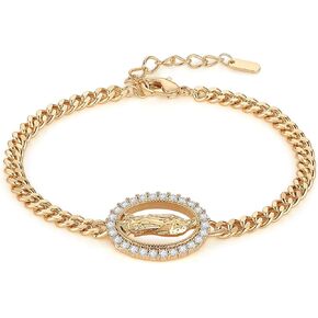 HZMAN Gold Bracelet for Women Dainty Retro Religious 14K Gold Plated Link Bracelet Jewelry Gift