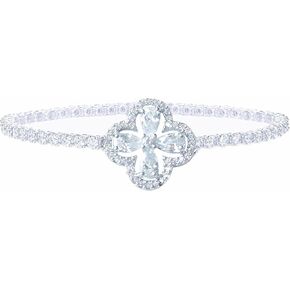 Four-Leaf Clover Tennis Bracelet for Women, White 18 Gold Plated Bracelets with Crystal Diamond, Lucky Clover Bracelet Trendy Jewelry, Birthday Gift for Women