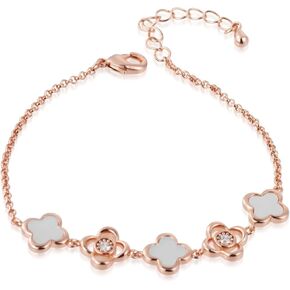 Rose Gold Flower Clover Lucky Bracelet Adjustable Bracelets Cute Link Bracelets Jewelry Gifts for Women