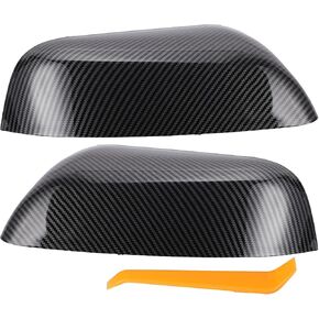 X AUTOHAUX 1 Set Car Rear View Driver Passenger Side Mirror Cover Cap Replacement Black Carbon Fiber for Ford EXPLORER 2016 2017 2018 2019 Replace GB5Z17D743AA GB5Z17D742AA