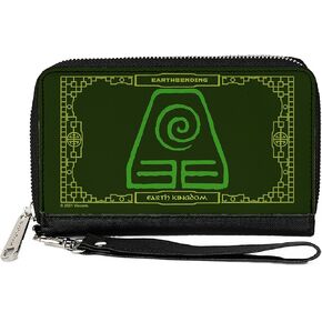 Buckle-Down Nickelodeon Wallet, Zip Around, Avatar the Last Airbender Earthbending Earth Kingdom Greens, Vegan Leather